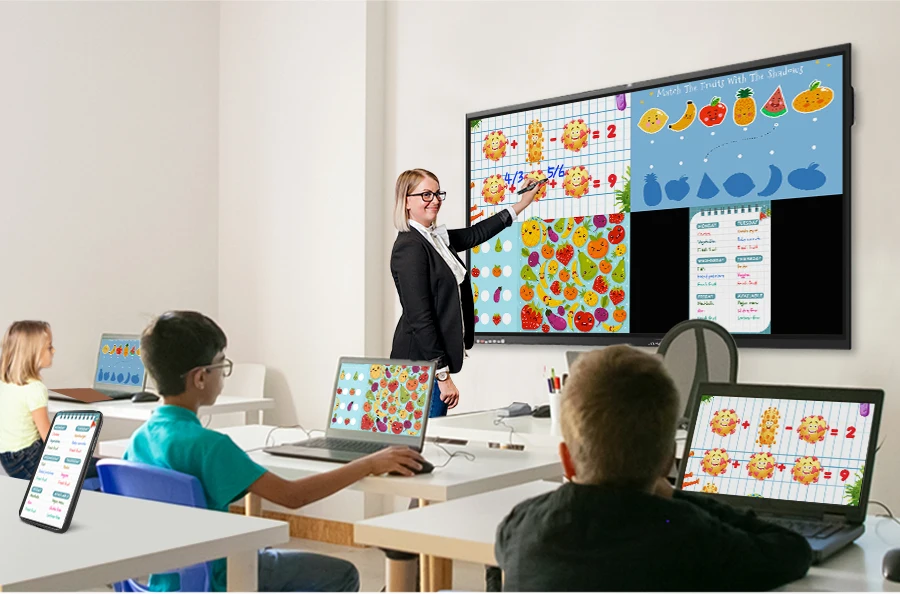 JOMEtech 75 inch 4K LCD Monitor Smart Touch Screen Digital Flat Panel Interactive Whiteboard for School Teaching and Meeting