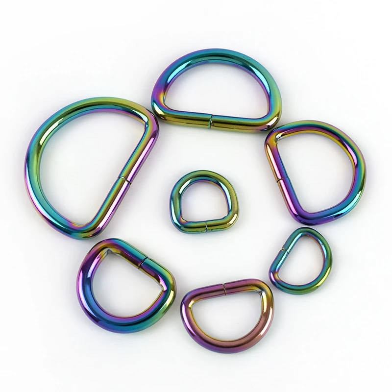 MeeTee F4-6 13-38mm Custom Colorful Iron Wire D-shaped Buckle Hardware Accessories for Dog Collar D Buckles Bag Strap D Ring
