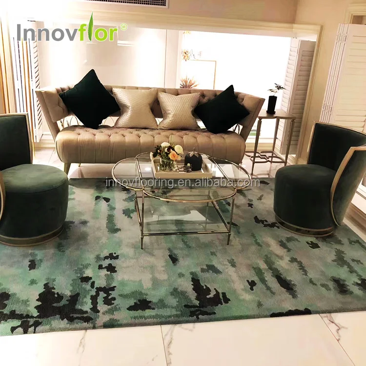 Geometry Abstract Design Wool Silk Customized Hand Made Living room Rug and Carpet for Bedroom