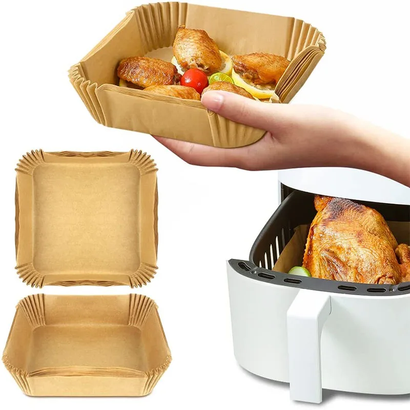 Wholesale Disposable Parchment Air Fryer Food Baking Paper Liner Greaseproof Square Airfryer Liners Silicone Food Bake Paper