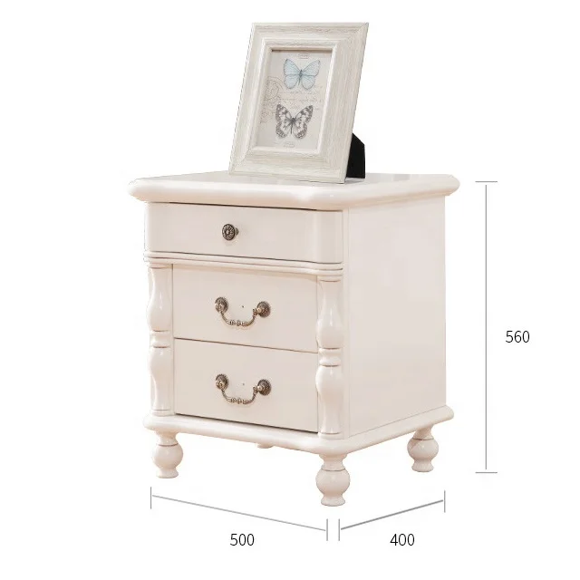 wholesale french smart bedside table modern with 3 drawers glossy white