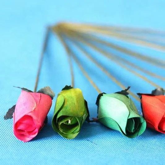 FCR1009 artificial flower wooden rose artificial rose bud