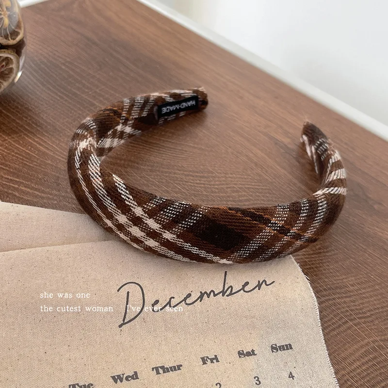 Korean Fashionable Retro Plaid Headband French Simple Hairband  New headbands for women designer accessories