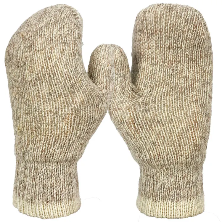 Трикотажные детские шерстяные перчатки с кожаным слоем