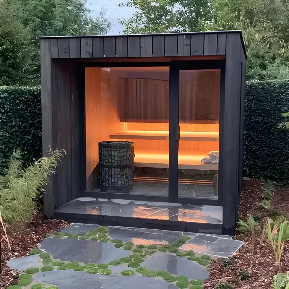 Eco-Friendly Cedar Outdoor Sauna 3-Person, Sustainable Wood & Low Energy Consumption, Factory Price