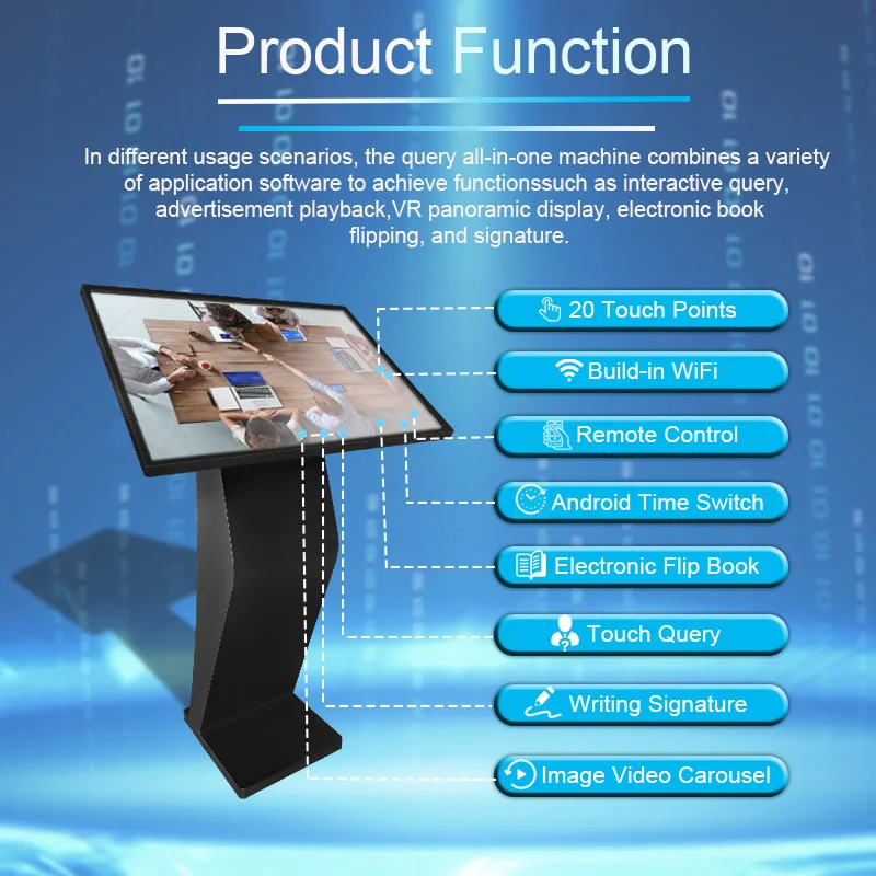 OEM 43 inch Floor standing horizontal Digital Kiosk lcd wifi infrared touch screen query machine information interactive kiosk