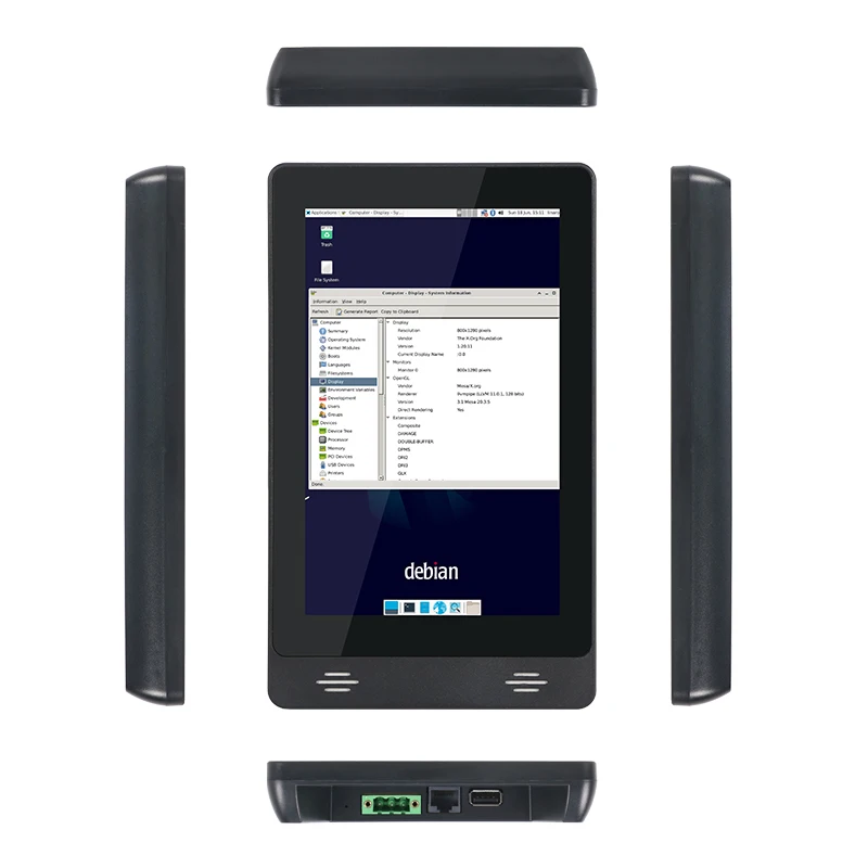 Portworld Wall Mount YC-83P Portrait 8 Inch 1280X800 500 Nit Brightness 2GB+32GB Linux Android POE Tablet