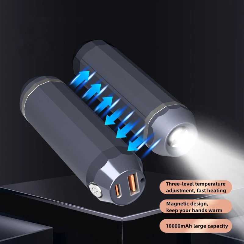 Portable Rechargeable Hand Warmers 2Packs Magnetic Electric Hand Heater 3 Levels Heat USB Hand Warmers with Flashlight