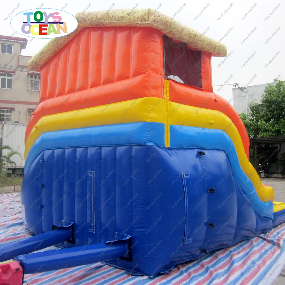 Детская надувная водная горка с бассейном, уличная игровая площадка