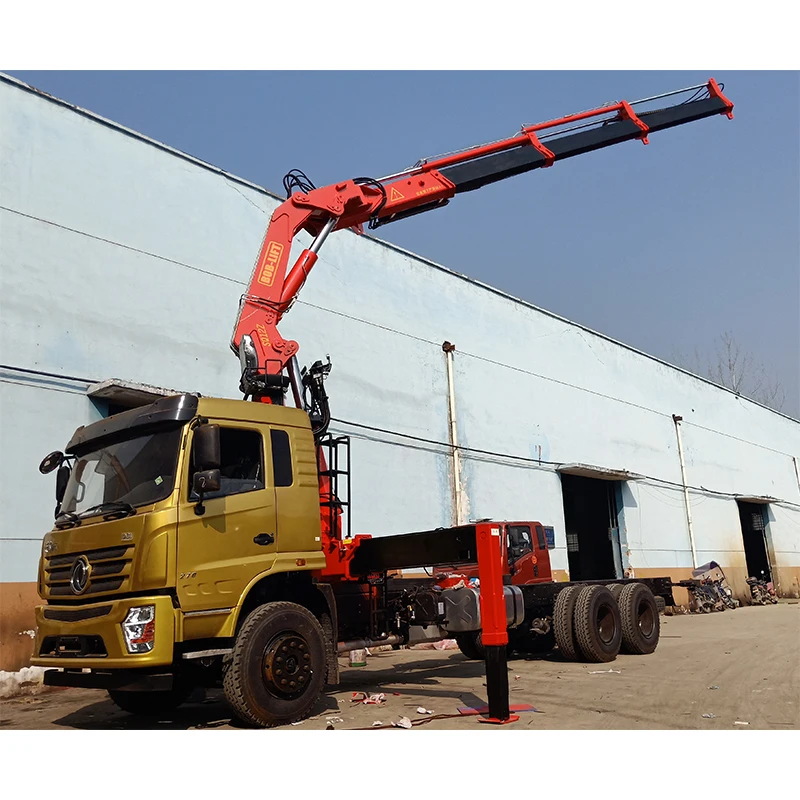 knuckle boom 12 ton hydraulic cargo flatbed truck mounted crane for sale