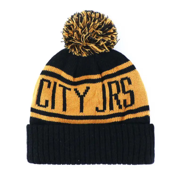 Зимняя вязаная шапка с вышивкой акриловые шапки помпонами