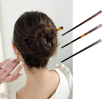 Fashionable Simple  Cellulose acetate Acrylic Hairpin Disc Bun Hair Fork Hair Pin Stick Accessories For Women