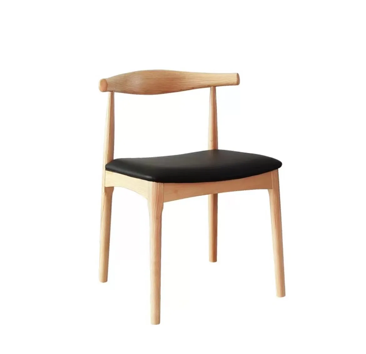 Nordic Style Household Hotel Furniture Solid Wooden Chair Design Upholstered Chair Restaurant Ox Horn Dining Room Chairs