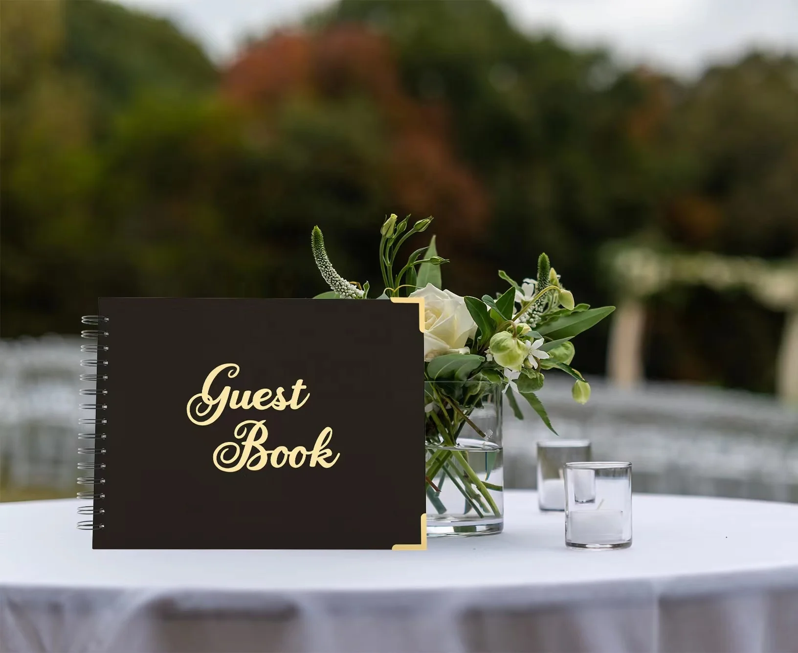 Wedding Black Gold Version Elegant Guest Book Hardcover High-Quality Paper Vintage Guest Book