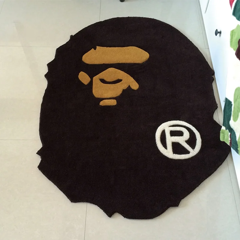 Custom Acrylic Hand Made Brand Logo Mat Shoe Shape Carpets Custom Die Cut Tufted Sneaker BAPE Rugs