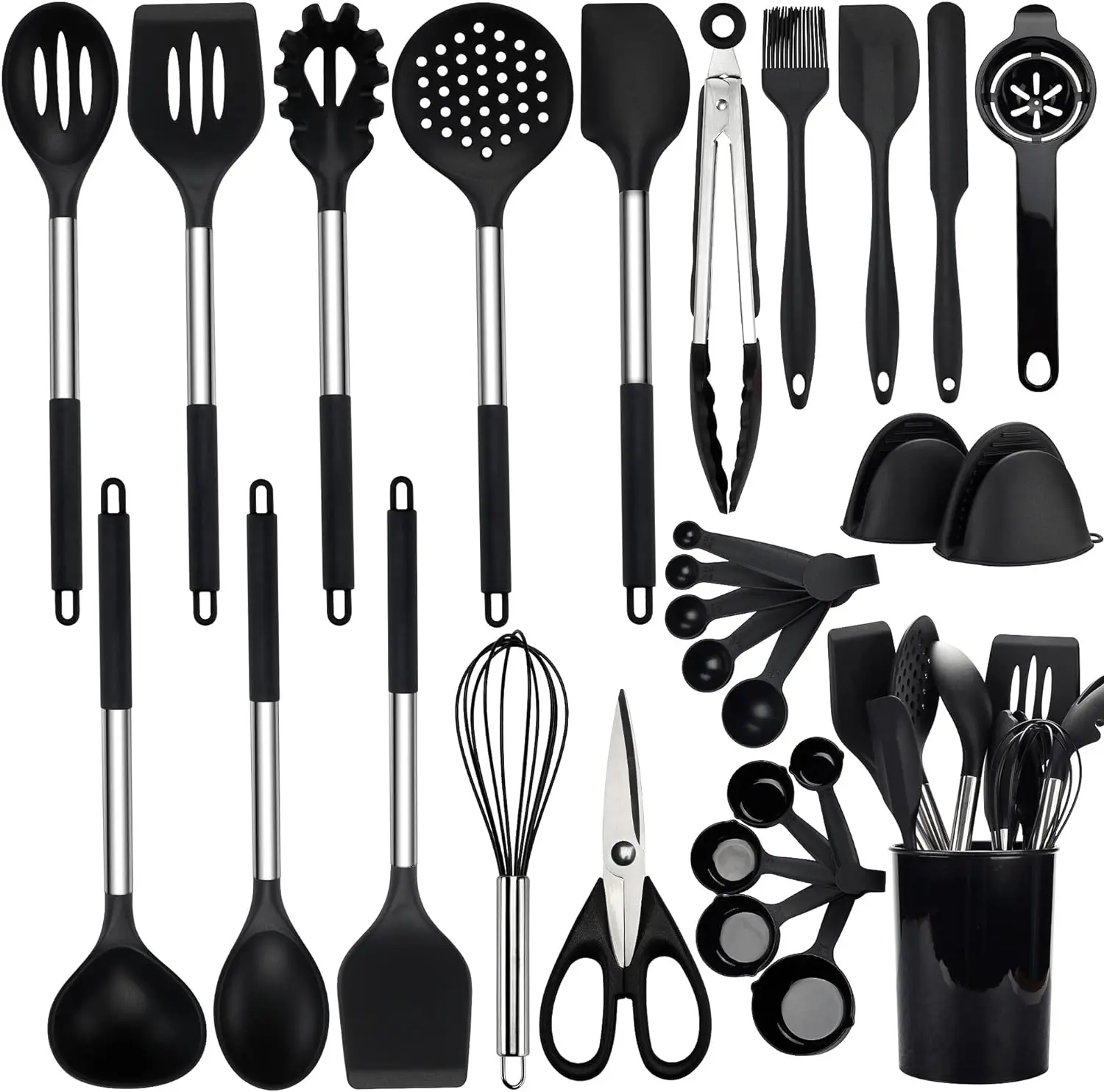 Wholesale Cooking Utensils Set 28 Pcs Silicone Kitchen Utensils Set with Holder Kitchen Utensil Spatula Set