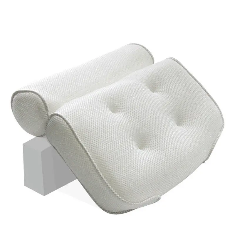 wholesale 3D Non-Slip waterproof air mesh spa bath pillow With Suction Cups