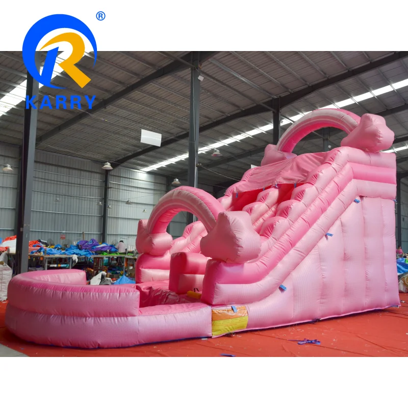 Cheap Pink candy inflatables inflatable water slide with pool large backyard inflatable water slide for adults from China