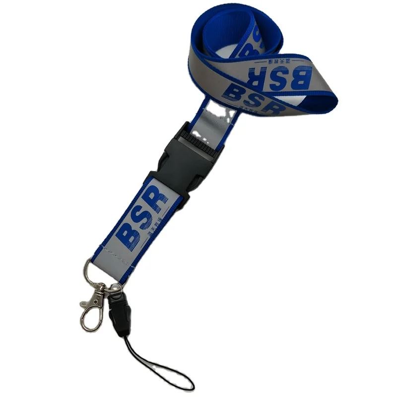 1 inch custom logo airline reflective lanyard with cell phone loop