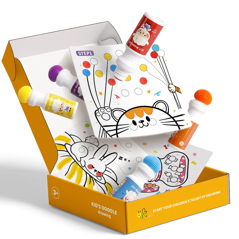 TOP NEW SUPERDOTS Dot markers 6colors art painting kit 18mm tip dab big dots doodle broad line drawing cards easy wash art toy