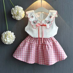 Summer 2019 fashion sleeveless tops shirt dress suits children clothes girls kids casual clothing