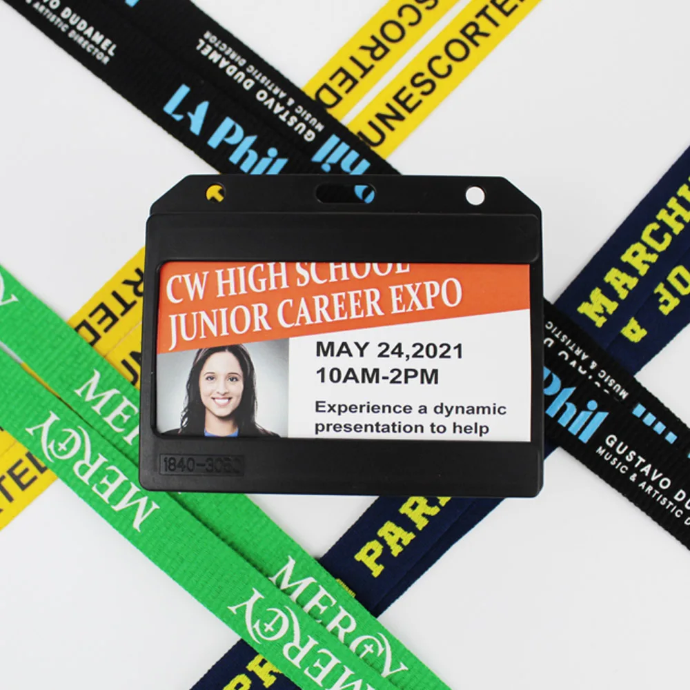 (3/8") Flat Lanyards Hook for ID Card & Badge Holder Great Nurse Accessories with Double Metal Bestom Custom 10mm Polyester