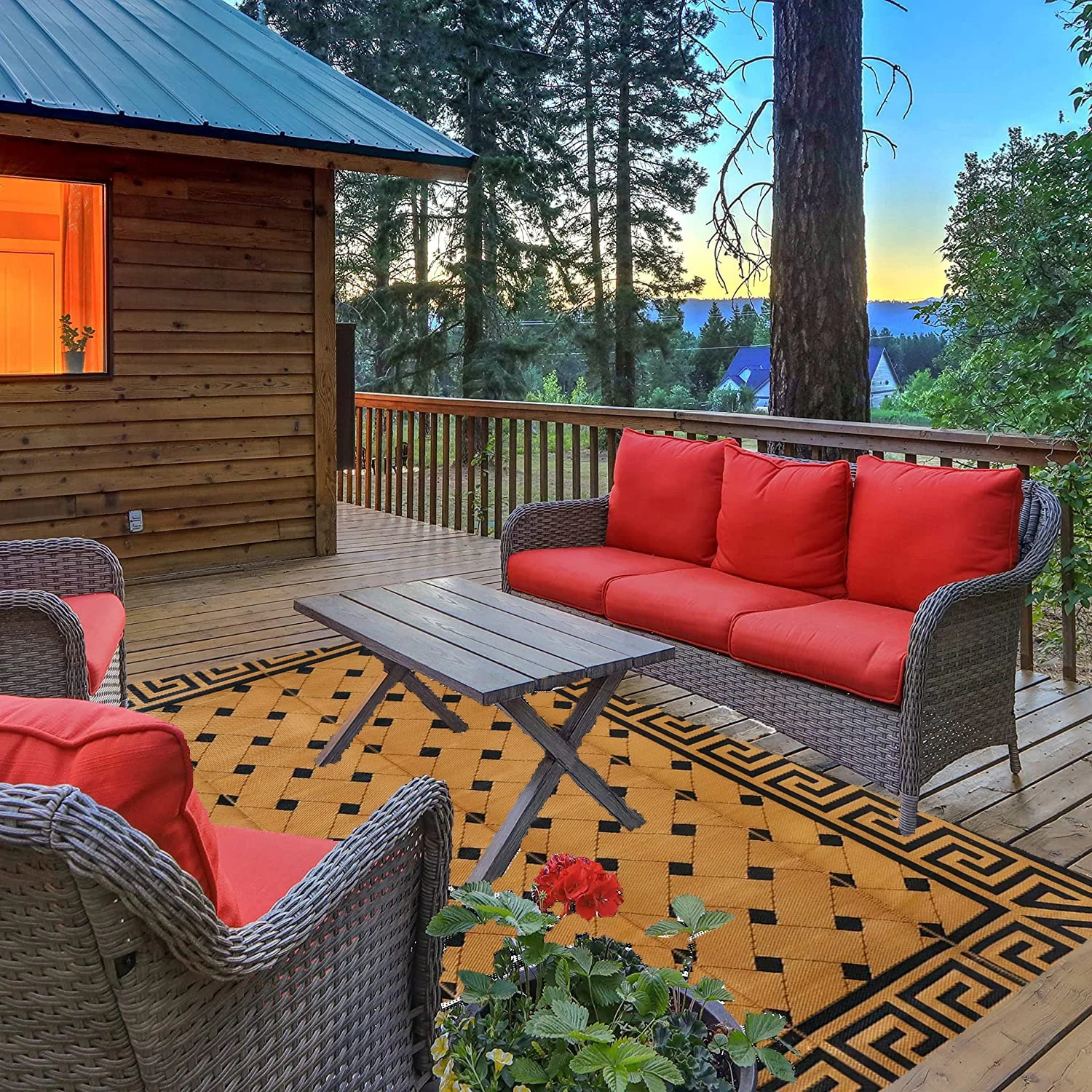 Outdoor Use Rug and Carpets Modern Design Outdoor Rectangle Geometric Customized Color