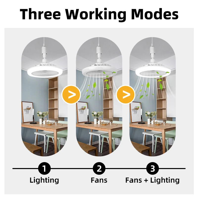 For Living Room Modern Simplicity Multifunctional Adjustable Ceiling Fan With Light/Lighting Fan/Remote Control Fan Light Bulb