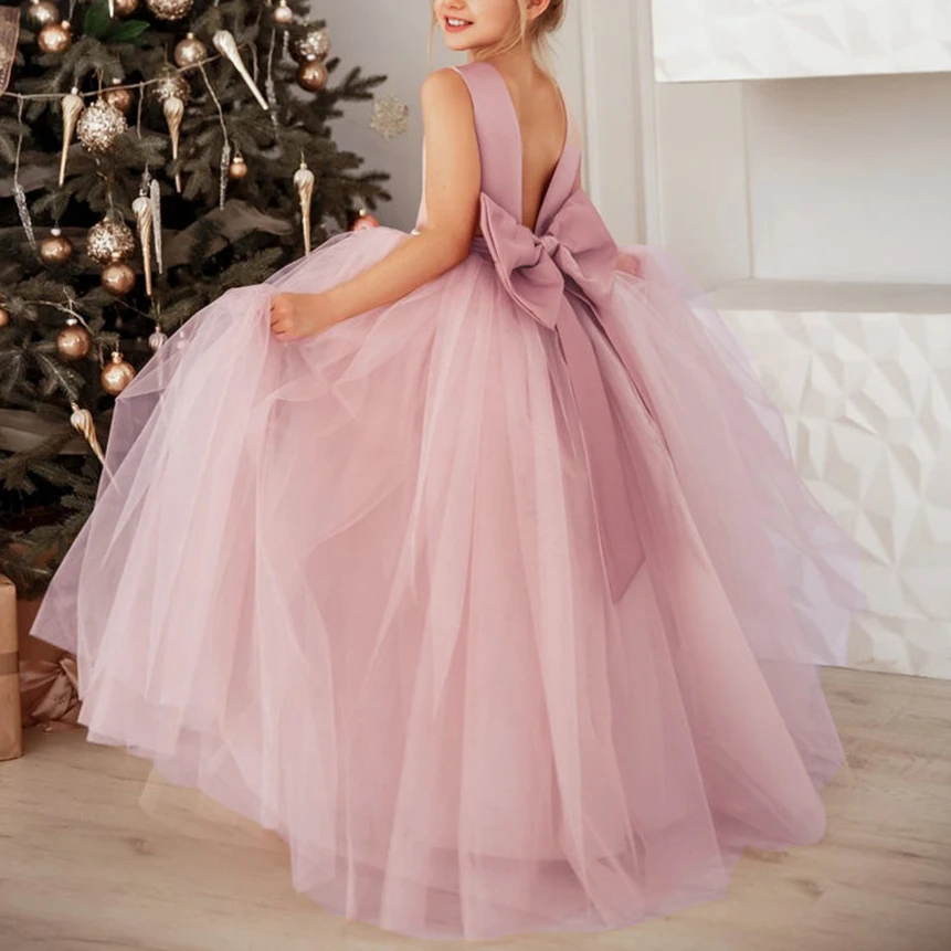 Young Girls Wedding Dresses Elegant Long Length Bridesmaid Formal/ Casual Occasion, Wedding Party for Bride White Short Sleeve