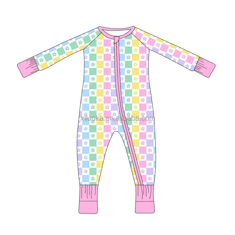 New Arrival Summer Custom Print 95%Bamboo 5% Spandex Fabric One Piece Baby Zippy