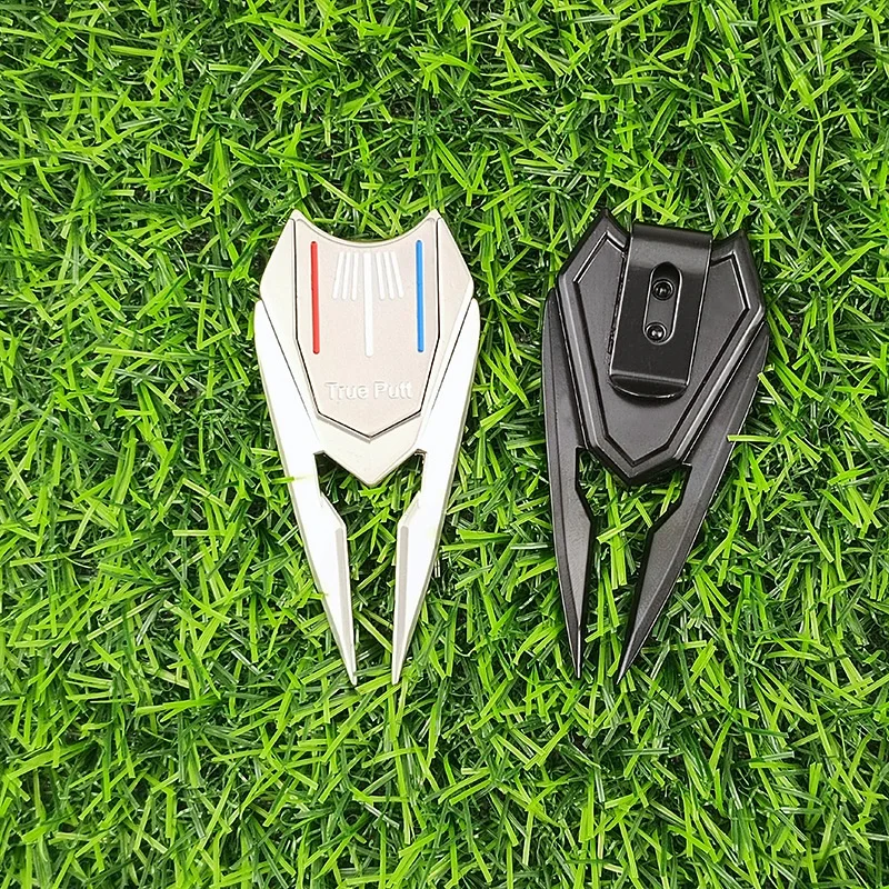 35.5x74x5.7mm and 35.5x64x5.7mm pich fork divot repair tool True Putt with Red, white and blue removable golf ball marker