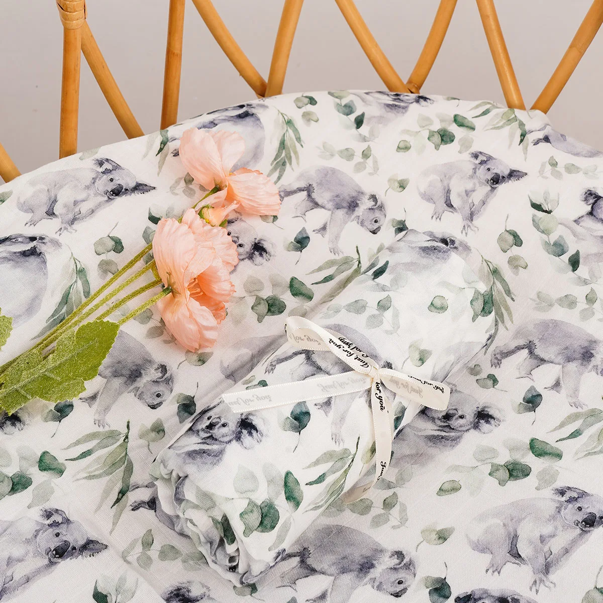 Kangobaby Muslin Bamboo Cotton Baby Swaddles Customized Print Breathable Swaddle Blankets