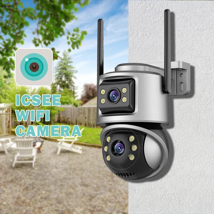 IP66 Водонепроницаемая наружная камера с двойным объективом 5x зум Обнаружение движения Поддерживает Icsee CCTV безопасность 9MP ptz купольные камеры