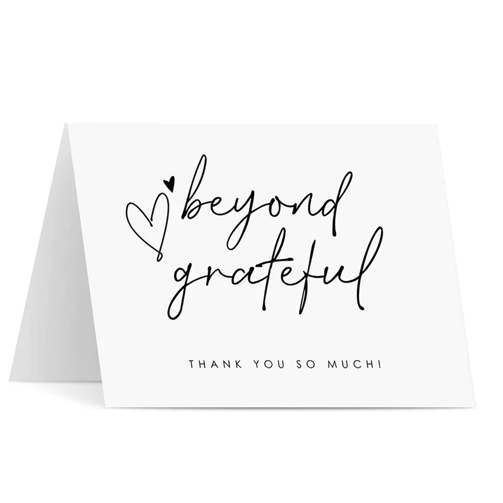 Custom Simple Blank White Gift Cards Folding Wedding Card Thank You Note with Envelope for Customers