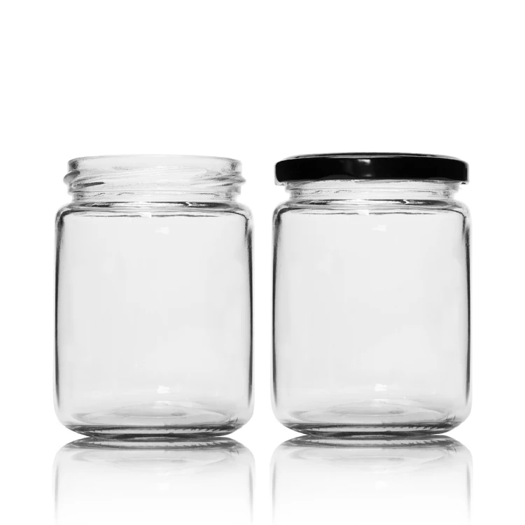 Food Grade 12oz 350ml Clear Round Glass Honey Candy Pickles Jars with Metal Lids