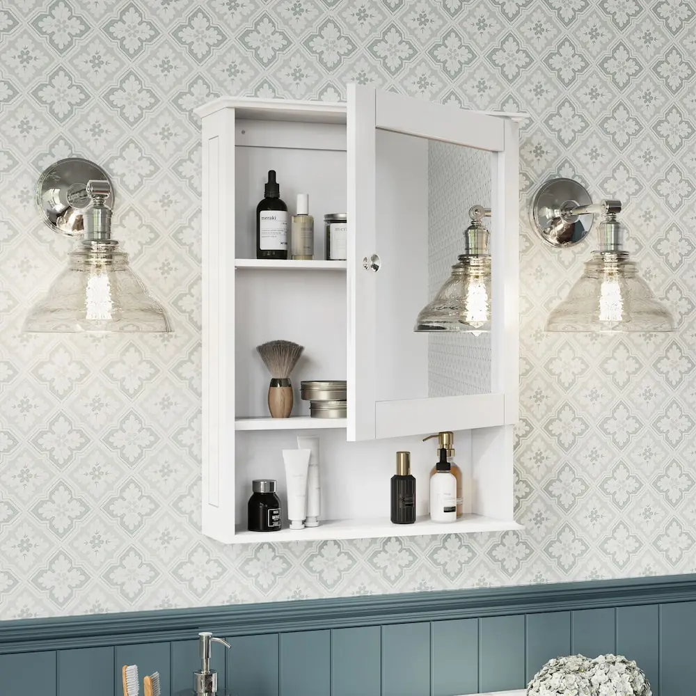 Wall Mounted Bathroom Cabinet With Open Shelf Reversible Hinges Bathroom Cabinets With Mirror Medicine Bathroom Mirror Cabinets