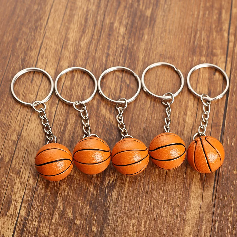 Cheap Factory Mini 3D PVC Sports Footy Baseball Keychains Car Accessories KeyRing Bag Decoration NBA Basketball Ball Keychain