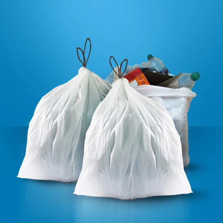 Hot Sale Biodegradable Pla Cornstarch Compostable Large Recycling Scent White Garbage Drawstring Trash Bags 30 Gallon