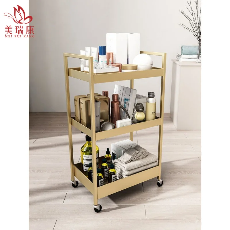 Golden metal salon furniture cheap working trolley wholesale