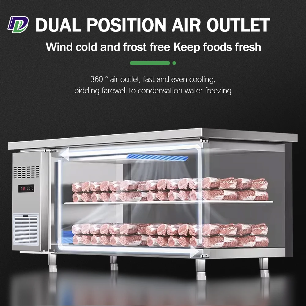 Stainless Steel Freezer Air Cooling Commercial Worktable Chiller Freezer Refrigerator Under Counter Fridge