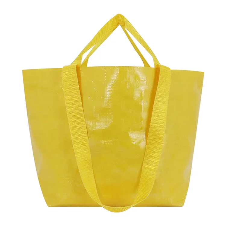 Eco-Friendly Waterproof PP Woven Shopping Tote Recyclable Laminated Reusable Gift Bags with Letter Pattern