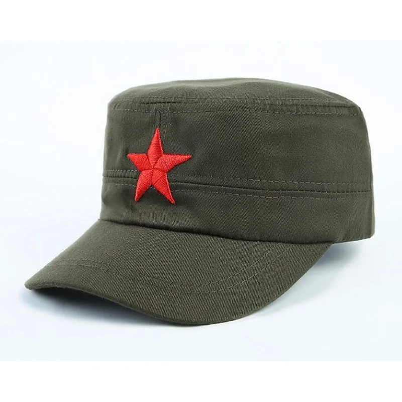Wholesales Communist Hat China Red Star A-rmy Hat A-rmy Green Hat
