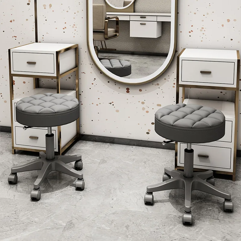 Beauty stool pulley rotating lifting round stool internet famous simple hair cutting round chair with wheel stool