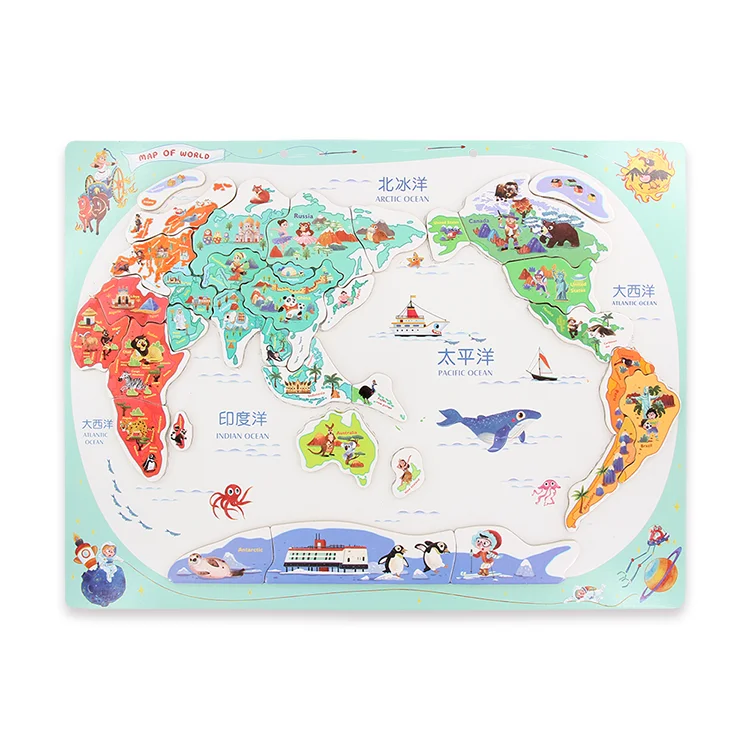 wooden may of world toy bricks for kids magnetic travel puzzle badge for educational students customized national area promote