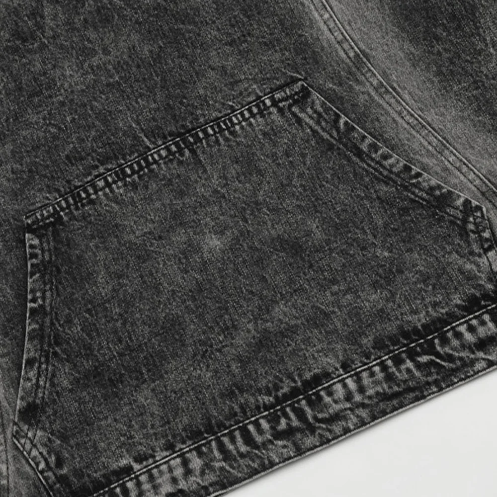 Men Spray Painted Pullover Denim Jacket Half Zipper Hooded Sweatshirt Mens Hip Hop Sweatshirts Spray Paint Hoodies Customized