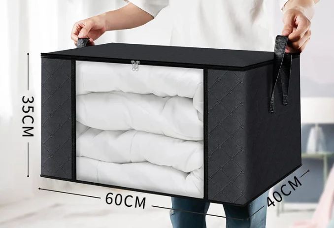 90L Large Foldable Clothes Bins Closet Organizer Containers Non Woven Collapsible Storage Box