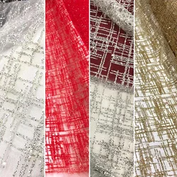 Wholesale Nigerian Champagne Gold Glitter Tulle Lace Fabric Sequin Online For Sparkle French Fashion Clothing Mesh Trim Material