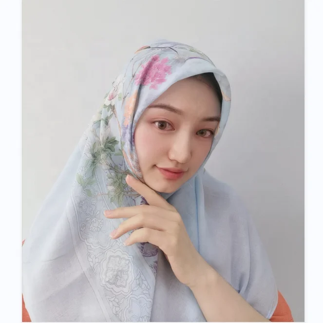 Wholesale Hijabs Cotton Voile Tudung Square Soft Malaysia Bawal Shawl Women Scarves custom hijab printing