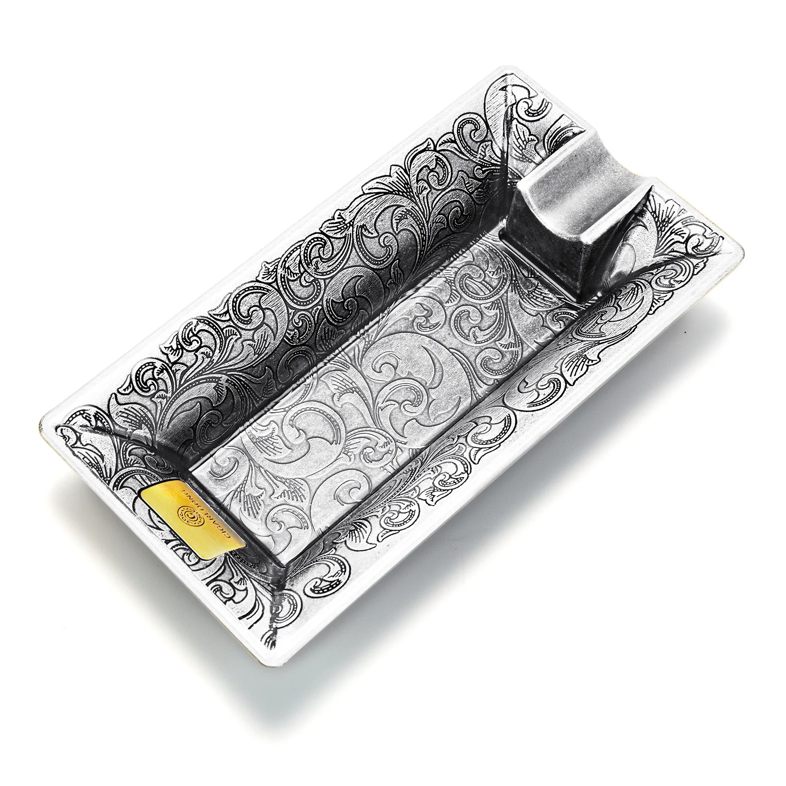 CIGARLOONG Custom Logo Vintage Classic Patterned Zinc Alloy Cigar Ashtray with Gift Package Ashtray For Single Use