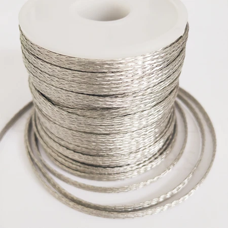 Плоская оплетка из луженой меди, ширина 1/4 дюйма, длина 25 дюймов, плоская медная оплетка, производитель